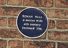 Remains of the Roman Wall on the end of the Community Centre in Manor House Street