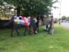 The horse statues decked out in their finery by West Ashby & Horncastle WI to celbrate their 100th Anniversary and the SO Festival July 2015 