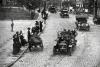 Volunteers being taken in private cars to Lincoln Station 1914 