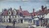 A painting showing the Market Place when it had buildings in the centre.